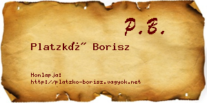 Platzkó Borisz névjegykártya